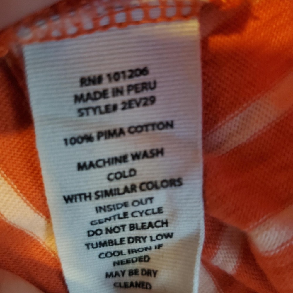 Soft Surroundings Shirt‎ Womens Extra Large Orange White Striped Pima Cotton - Picture 5 of 7
